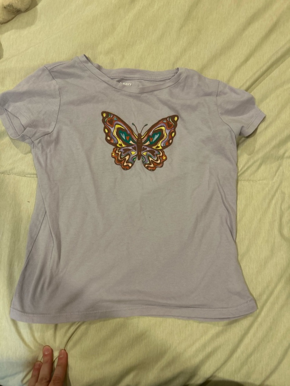 Old Navy Lavender Short-Sleeve Tee with Colorful Butterfly